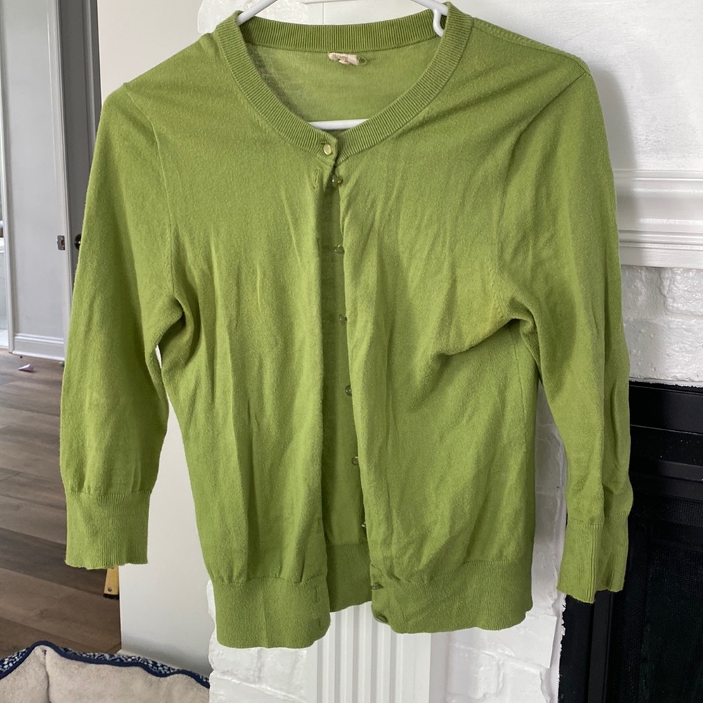 Green J.Crew Cardigan